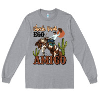 Heather Grey check your ego amigo rodeo cowboy Long Sleeve Tee - MaliasSmallBusiness