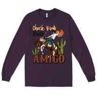 Plum check your ego amigo rodeo cowboy Long Sleeve Tee - MaliasSmallBusiness