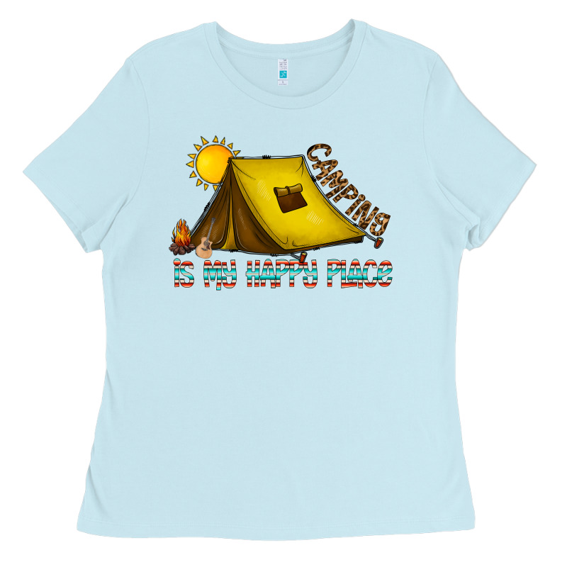 Camping Is My Happy Place Ladies Tee by CowhideDigitalArt | Teevron