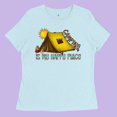 Camping Is My Happy Place Ladies Tee Designed By Cowhidedigitalart