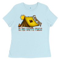 Baby Blue camping is my happy place Ladies Tee - CowhideDigitalArt