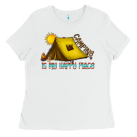 White camping is my happy place Ladies Tee - CowhideDigitalArt