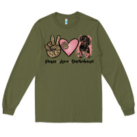 Army Green peace love dachshund Long Sleeve Tee - JahusDesignShop