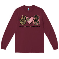 Burgundy peace love dachshund Long Sleeve Tee - JahusDesignShop