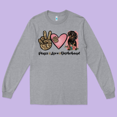 Peace Love Dachshund Long Sleeve Tee Designed By Jahusdesignshop
