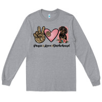Heather Grey peace love dachshund Long Sleeve Tee - JahusDesignShop