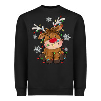 Black Christmas reindeer Heavyweight Sweatshirt - MaliasSmallBusiness