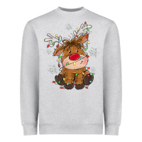 Heather Grey Christmas reindeer Heavyweight Sweatshirt - MaliasSmallBusiness