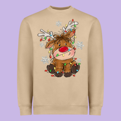 Christmas Reindeer Heavyweight Sweatshirt Designed By Maliassmallbusiness