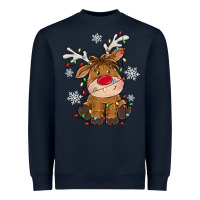 Navy Christmas reindeer Heavyweight Sweatshirt - MaliasSmallBusiness
