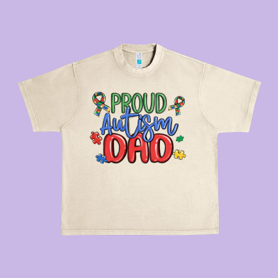 Proud Autism Dad Urban Heavy Tee Designed By Maliassmallbusiness