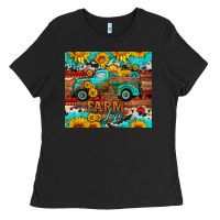 Black western farm life truck sunflowers  mousepad Ladies Tee - HRA Design Shop