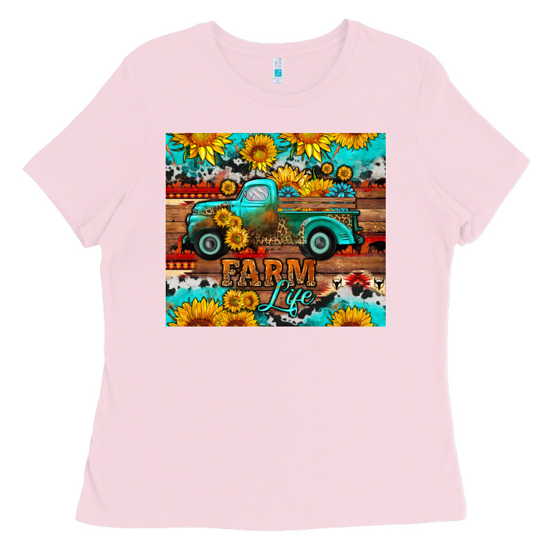 Western Farm Life Truck Sunflowers  Mousepad Ladies Tee by HRA Design Shop | Teevron