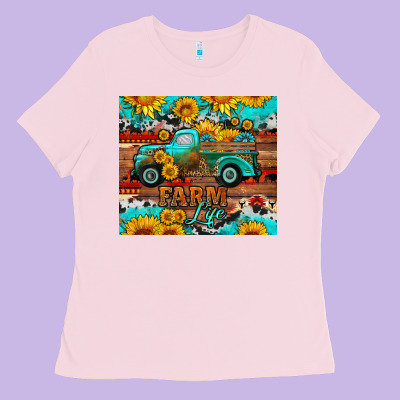 Western Farm Life Truck Sunflowers  Mousepad Ladies Tee Designed By Hra Design Shop