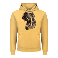 Vintage Mustard Tyrannosaurus T Rex Face Vintage Hoodie - LillyAllenDesigns
