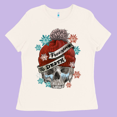 Freezing To Death Skull Ladies Tee Designed By Fadigitalartstudio