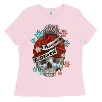 Bubblegum Pink freezing to death skull Ladies Tee - FaDigitalArtStudio