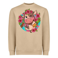 Mushroom cute cow pink flowers and leopard pattern Heavyweight Sweatshirt - NancyCooperArtShop