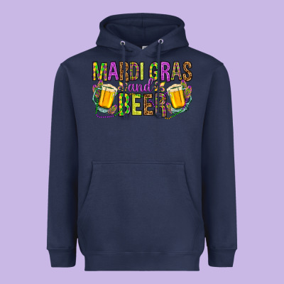 Mardi Gras And Beer Heavyweight Hoodie Designed By Howdyjamesfarm