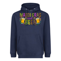 Navy Mardi Gras and beer Heavyweight Hoodie - HowdyJamesFarm