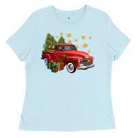 Baby Blue christmas truck Ladies Tee - FaDigitalArtStudio