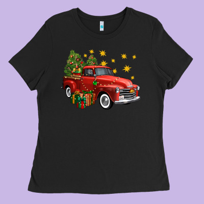 Christmas Truck Ladies Tee Designed By Fadigitalartstudio