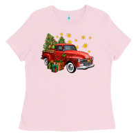 Bubblegum Pink christmas truck Ladies Tee - FaDigitalArtStudio