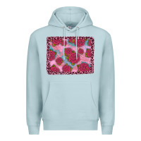 Blue Mist pink rose leopard background Premium Hoodie - JahusDesignShop