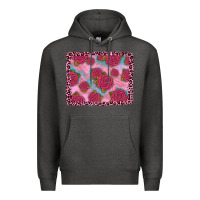 Charcoal Heather pink rose leopard background Premium Hoodie - JahusDesignShop