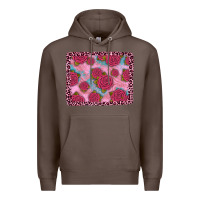 Coffee pink rose leopard background Premium Hoodie - JahusDesignShop