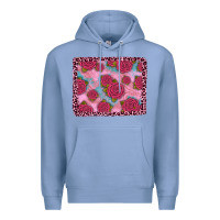 Colony Blue pink rose leopard background Premium Hoodie - JahusDesignShop