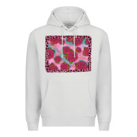 Dove Grey pink rose leopard background Premium Hoodie - JahusDesignShop