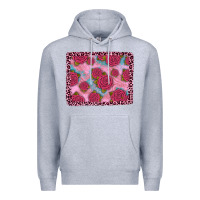 Heather Grey pink rose leopard background Premium Hoodie - JahusDesignShop