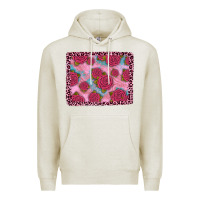 Oatmeal Heather pink rose leopard background Premium Hoodie - JahusDesignShop
