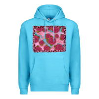 Ocean Blue pink rose leopard background Premium Hoodie - JahusDesignShop