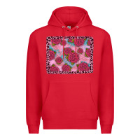 Red pink rose leopard background Premium Hoodie - JahusDesignShop