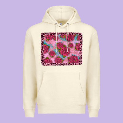 Pink Rose Leopard Background Premium Hoodie Designed By Jahusdesignshop