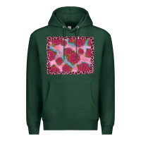 Sports Green pink rose leopard background Premium Hoodie - JahusDesignShop