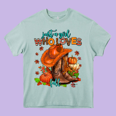 Jusr A Girl Who Loves Fall  Cowgirl Heavy Core Tee Designed By Adodesignshop