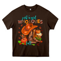 Chocolate Brown jusr a girl who loves fall  cowgirl Heavy Core Tee - AdoDesignShop