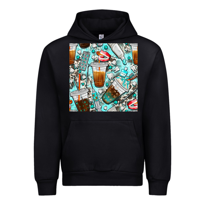 Dentist Coffee Cups Toothpaste And Teeth With Cowhide Seamless Pattern Urban Hoodie by BundleAndBundleShop | Teevron