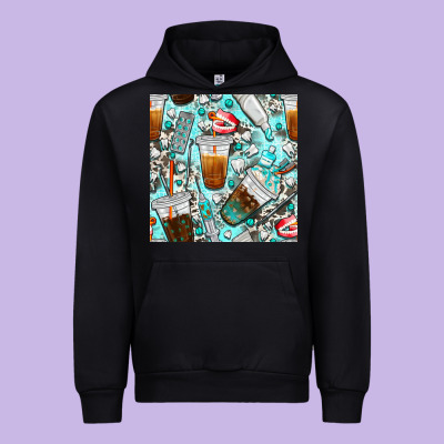 Dentist Coffee Cups Toothpaste And Teeth With Cowhide Seamless Pattern Urban Hoodie Designed By Bundleandbundleshop