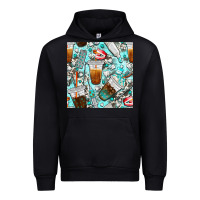 Black dentist coffee cups toothpaste and teeth with cowhide seamless pattern Urban Hoodie - BundleAndBundleShop