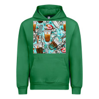 Emerald dentist coffee cups toothpaste and teeth with cowhide seamless pattern Urban Hoodie - BundleAndBundleShop
