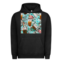Pigment Black dentist coffee cups toothpaste and teeth with cowhide seamless pattern Urban Hoodie - BundleAndBundleShop