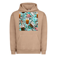 Pigment Burro dentist coffee cups toothpaste and teeth with cowhide seamless pattern Urban Hoodie - BundleAndBundleShop