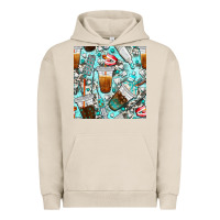 Pigment French Oak dentist coffee cups toothpaste and teeth with cowhide seamless pattern Urban Hoodie - BundleAndBundleShop