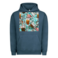 Pigment Midnight Navy dentist coffee cups toothpaste and teeth with cowhide seamless pattern Urban Hoodie - BundleAndBundleShop