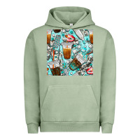 Pigment Oil Green dentist coffee cups toothpaste and teeth with cowhide seamless pattern Urban Hoodie - BundleAndBundleShop