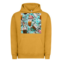 Pigment Peanut Butter dentist coffee cups toothpaste and teeth with cowhide seamless pattern Urban Hoodie - BundleAndBundleShop